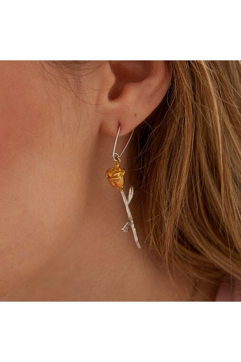 Safety Pin Gold Color Rose Sterling Silver Earring, Alternate, color, Gold