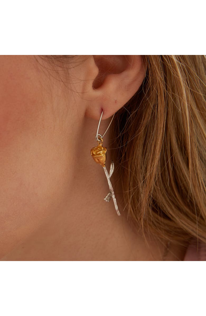 Spero London Safety Pin Gold Color Rose Sterling Silver Earring, Alternate, color, Gold