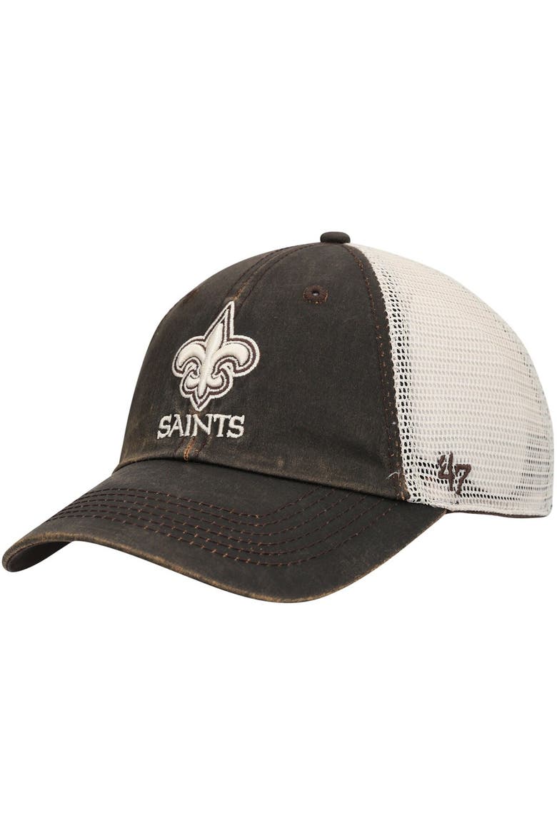 Men's '47 Brown/Natural Pittsburgh Steelers Oil Cloth Trucker Clean Up Adjustable Hat, Main, color, Brown