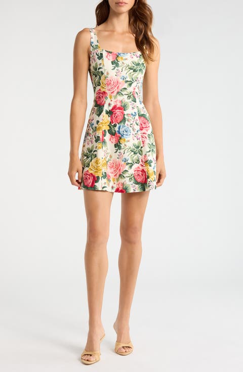 Rosemary Floral Linen Blend Minidress