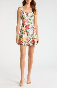 WAYF Rosemary Floral Linen Blend Minidress