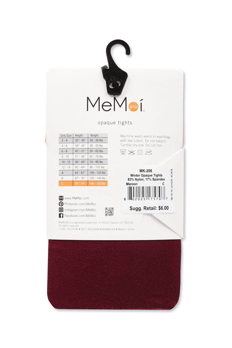 Winter Opaque Nylon Tights, Alternate, color, Maroon