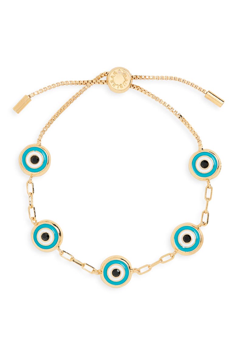 Good Things Coming Evil Eye Station Bracelet, Alternate, color, TURQUOISE