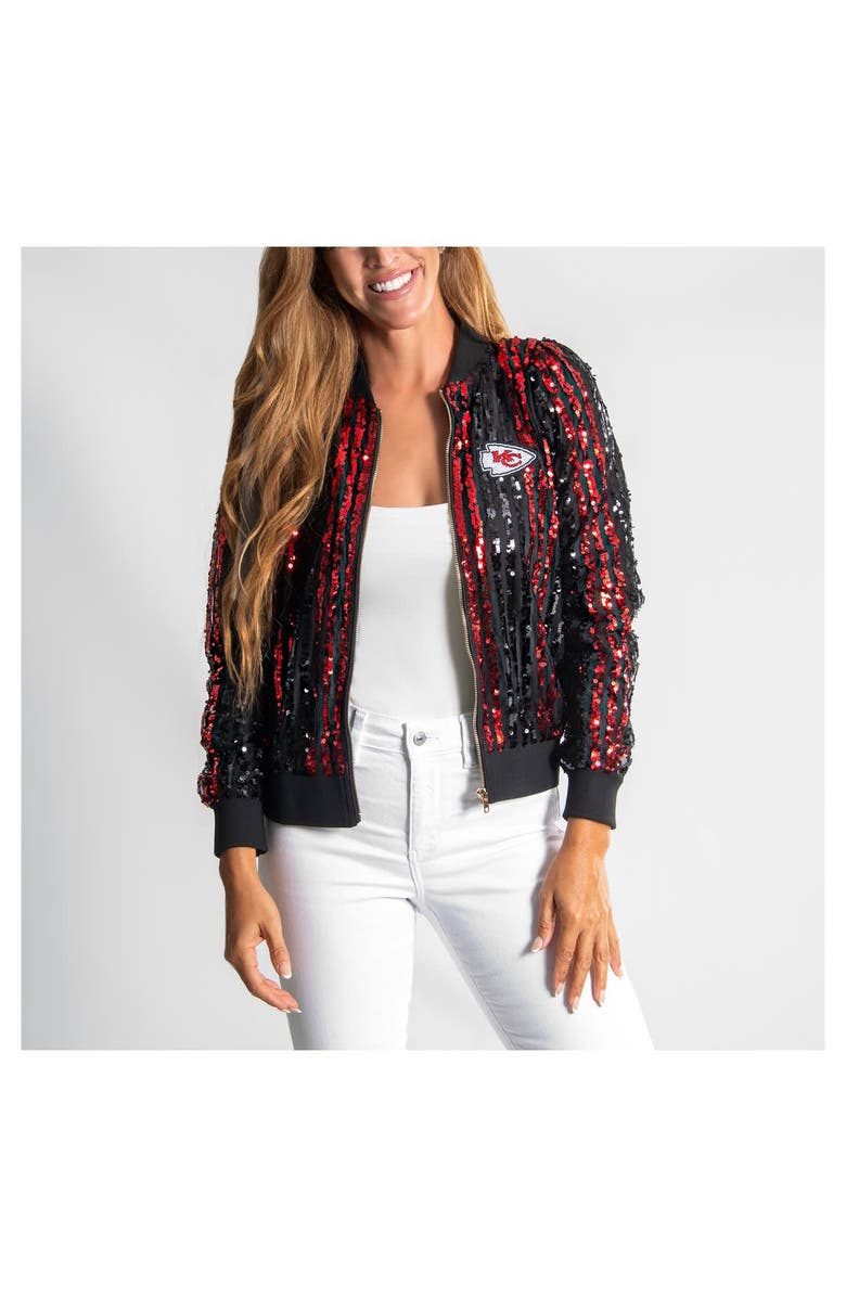 CUCE Women's Cuce  Red Kansas City Chiefs Slim Fit Sequin Striped Full-Zip Bomber Jacket, Main, color, 