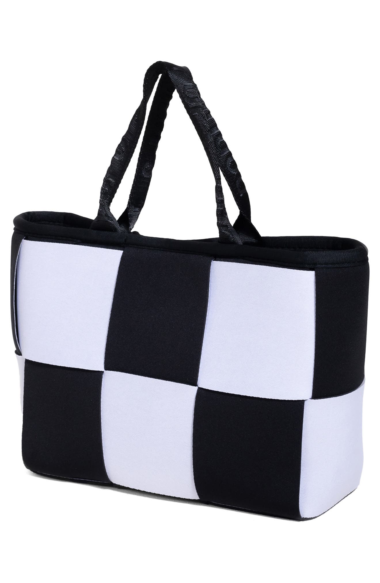 POP UPS BRAND Water Resistant Woven Neoprene Mini Tote Bag, Alternate, color, Black And White