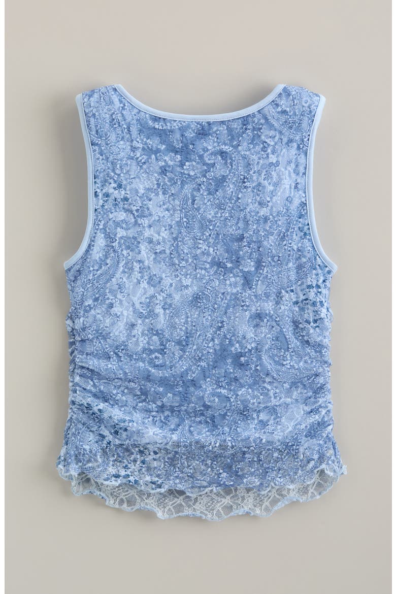Kids' Ruched Stretch Lace Tank, Alternate, color, BLUE VEIL PAISLEY PATCH