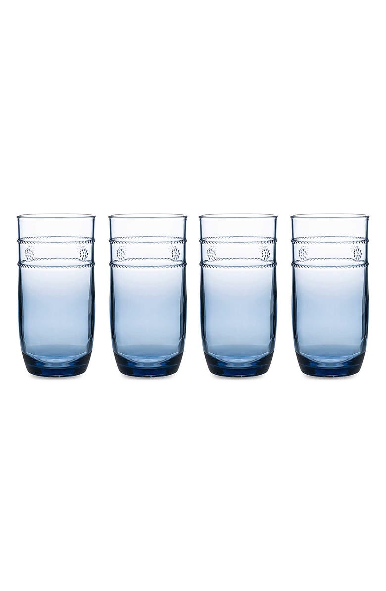 Juliska Isabella Set of 4 Acrylic Large Tumblers, Main, color, Blue