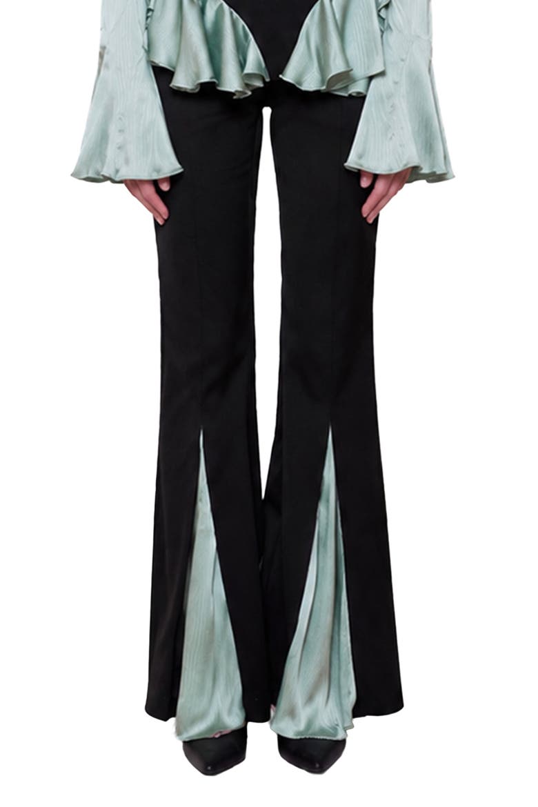 The Party Edit Contrast Chiffon Detail Pants, Alternate, color, BROWN