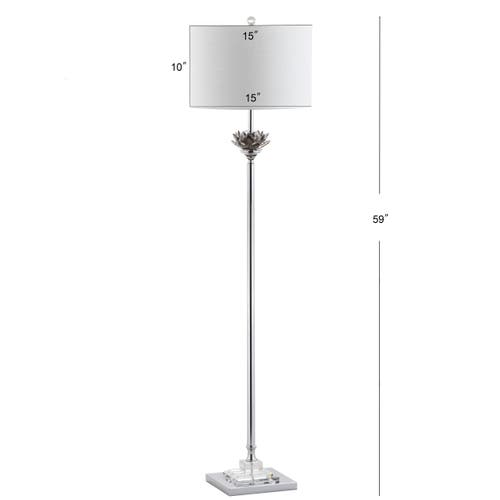 Jonathan Y Amelia Crystal / Metal Led Floor Lamp In Smoke Gray/chrome