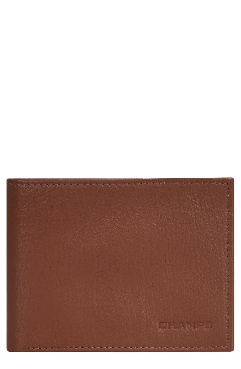 CHAMPS Onyx ID Flap Leather Bifold Wallet, Main, color, Brown