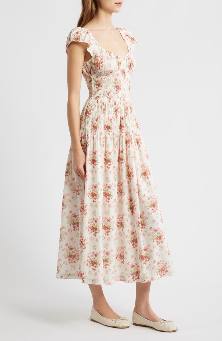 DÔEN Quinette Organic Cotton Voile Midi Dress, Alternate, color, Lantana Floral