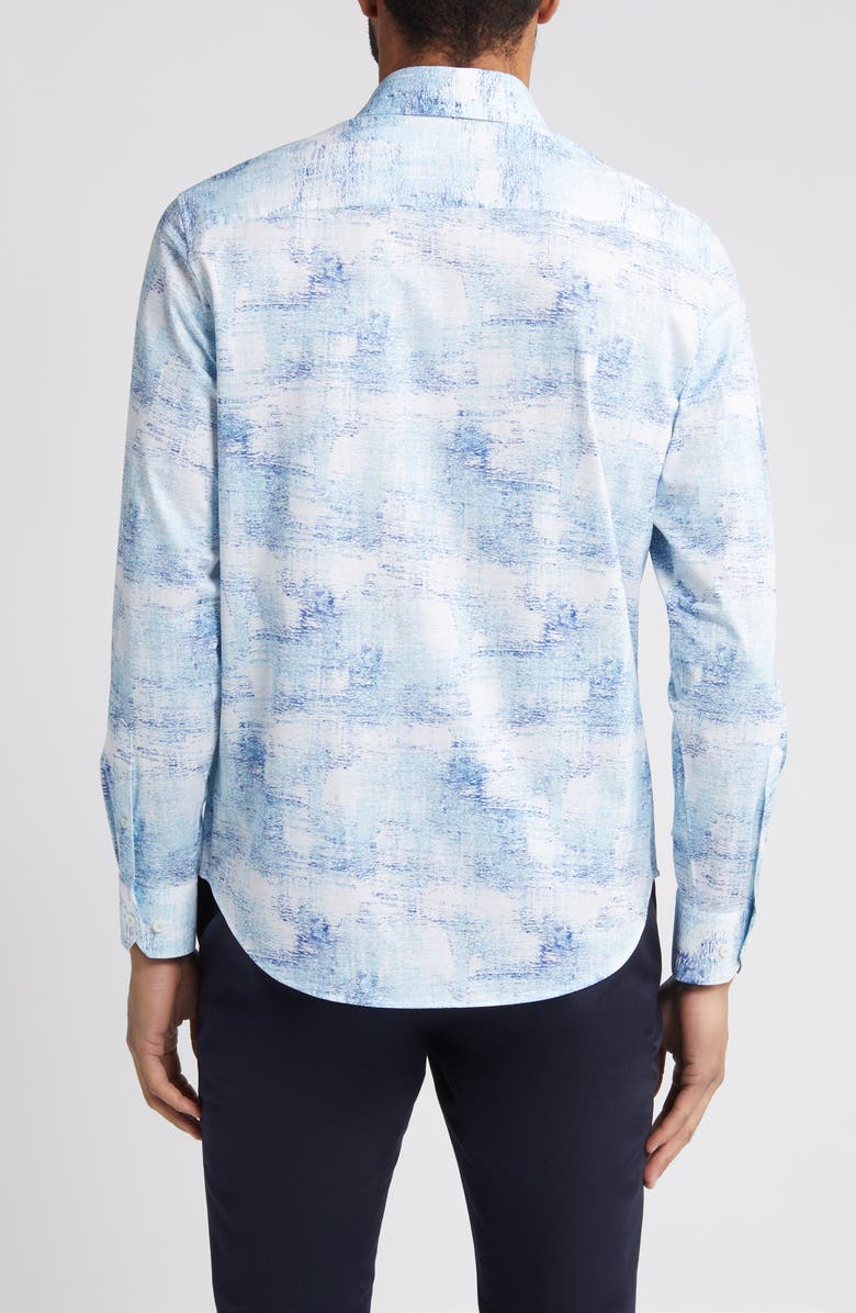 Bugatchi James OoohCotton<sup
®</sup
 Print Button-Up Shirt, Alternate, color, Aqua