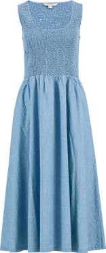 Barbour Josie Sleeveless Chambray Midi Dress