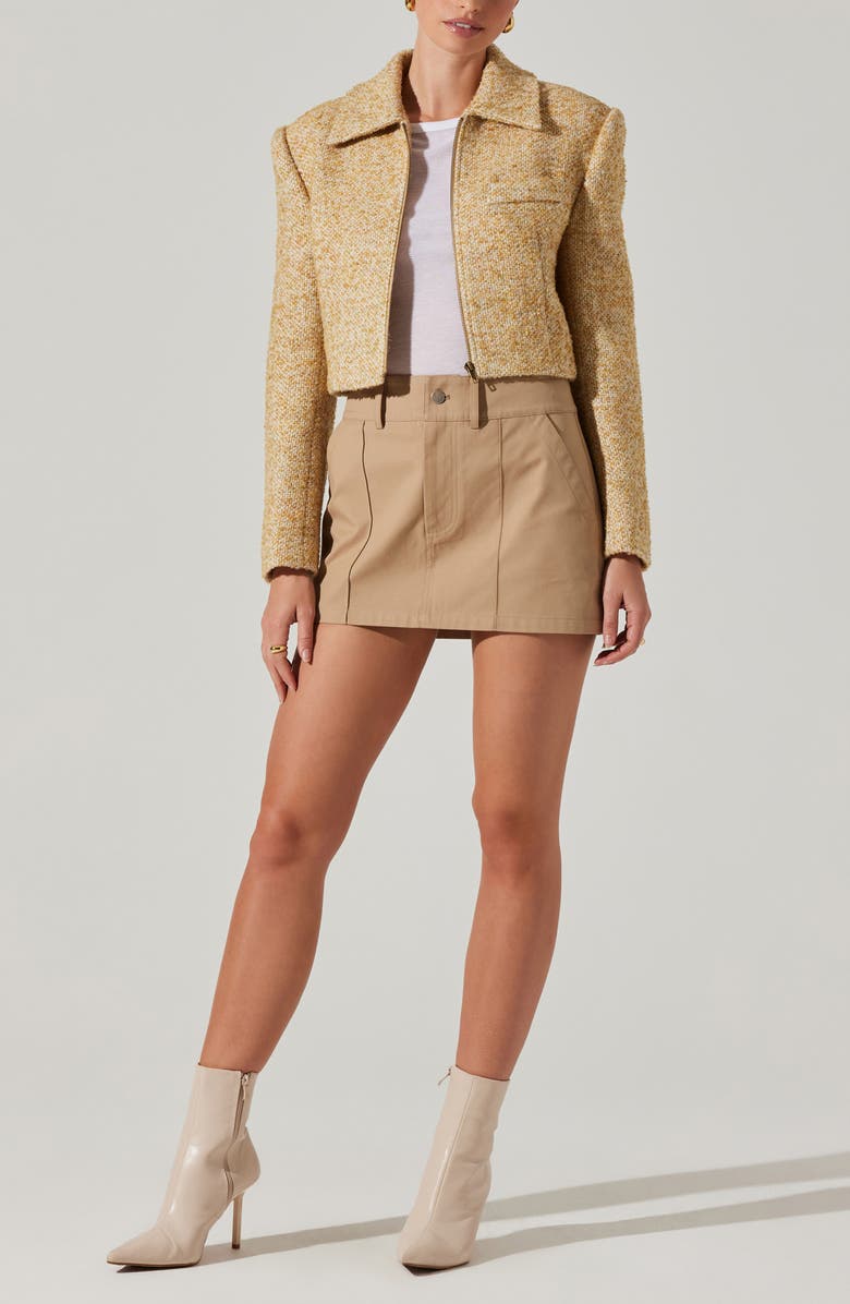 ASTR the Label Lindsay Tweed Zip Jacket, Alternate, color, Yellow