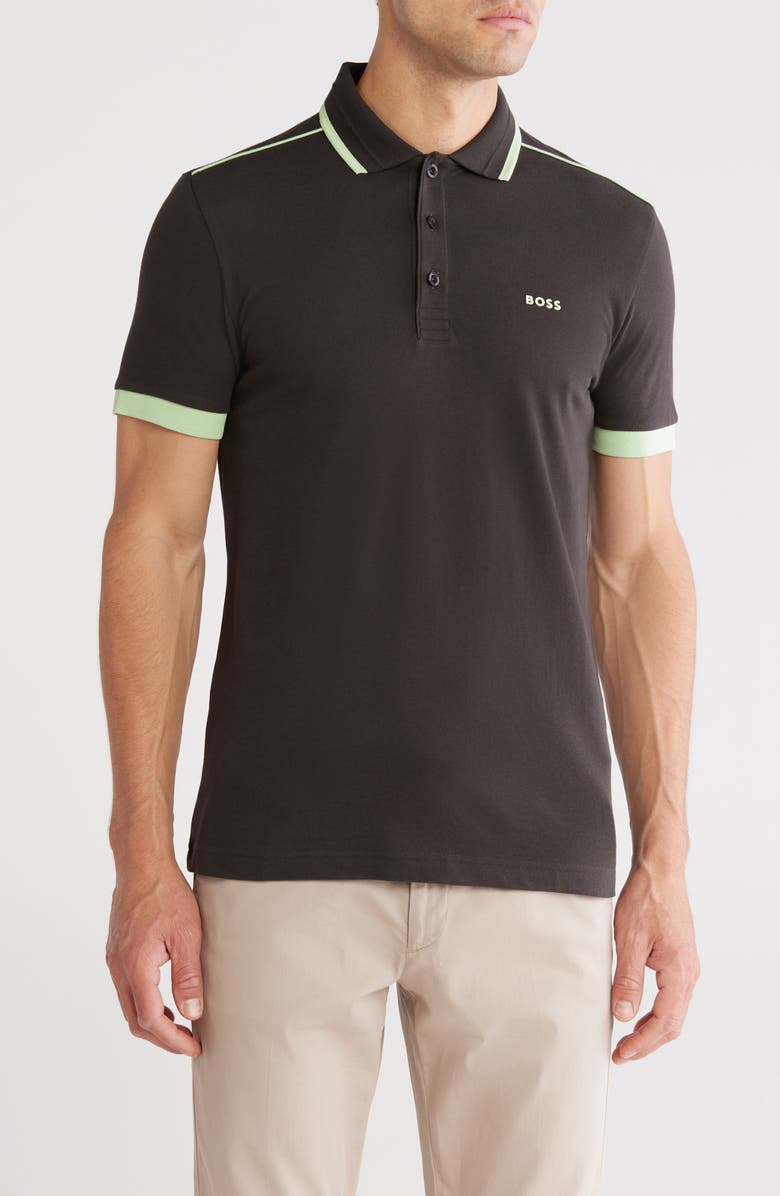 BOSS Paddy 1 Cotton Polo, Main, color, Charcoal