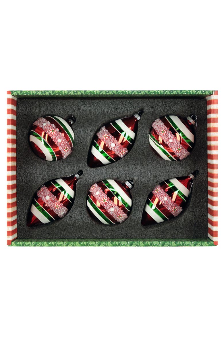 Peppermint Band Ornament, Box of 6, Alternate, color, Red