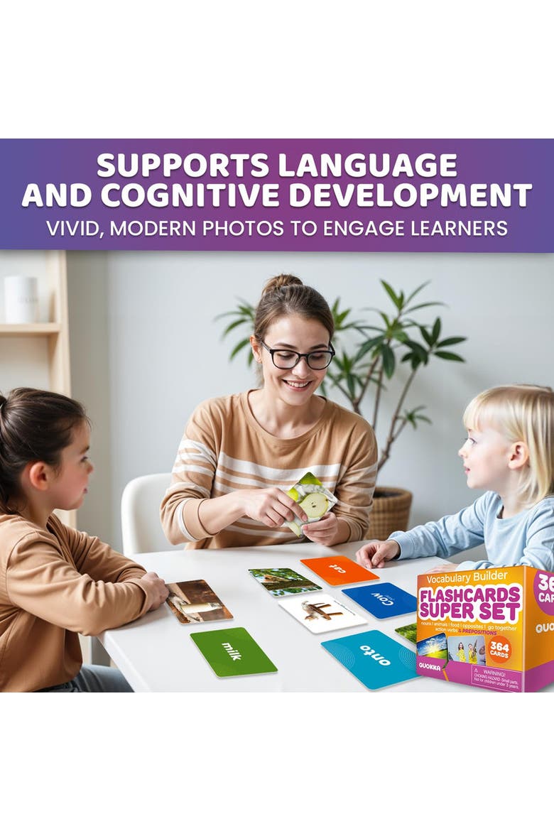 Kids Flash Cards Set Vocabulary & Sight Words, Alternate, color, Superset