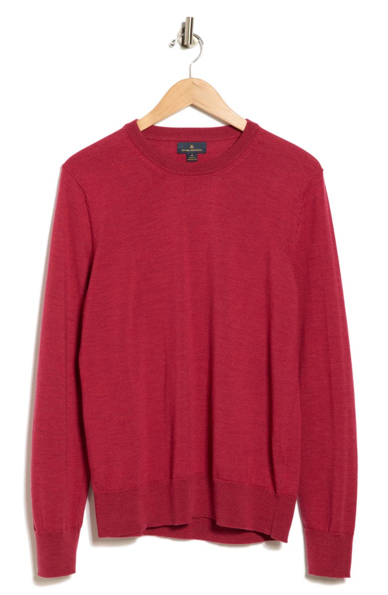 Brooks Brothers Wool Crewneck Sweater, Alternate, color, Burg Red