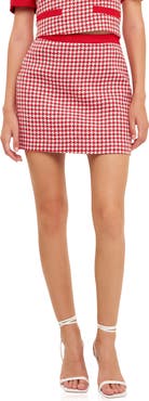 English Factory Houndstooth Tweed Miniskirt