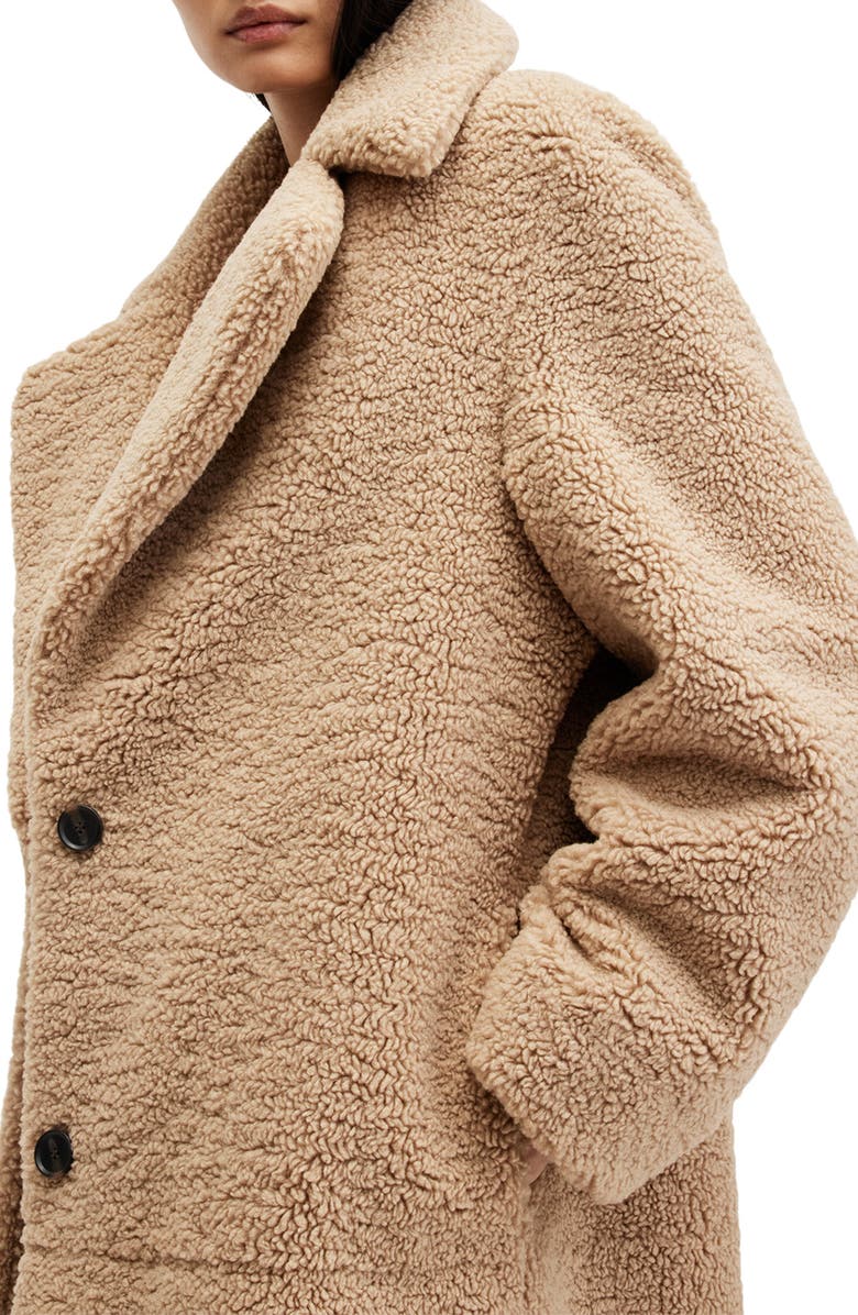 AllSaints Freddie Double Breasted Faux Fur Coat, Alternate, color, 