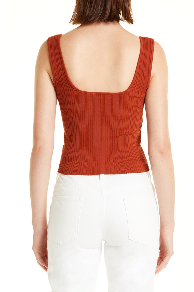 Square Neck Rib Tank Top, Alternate, color, RUST AMBER