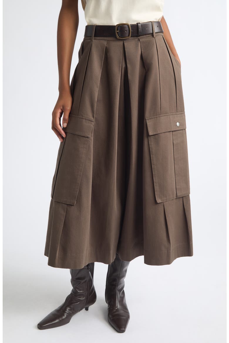 Tristan Pleated Cotton Culottes, Main, color, BROWN