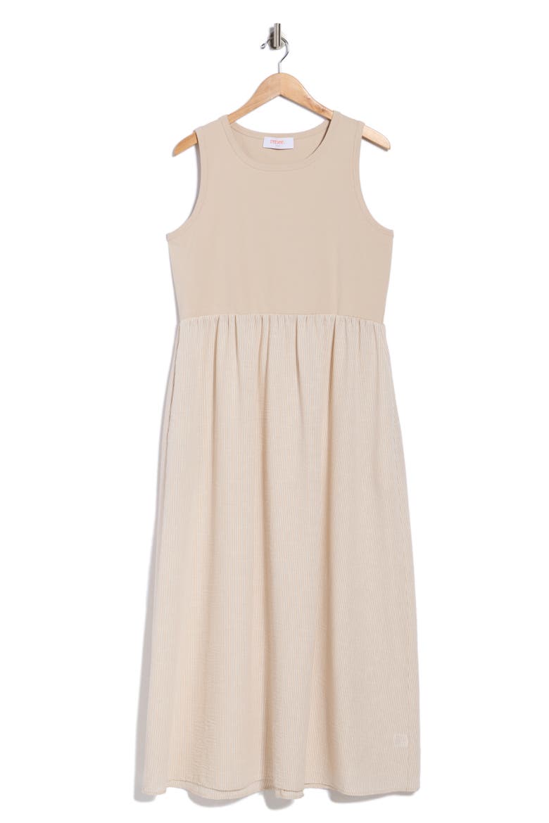 Mixed Media Midi Dress, Alternate, color, TAUPE