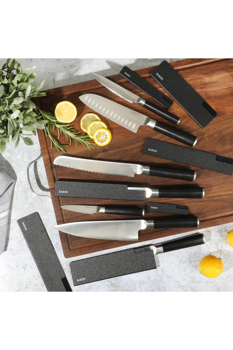 14-Piece High Carbon German Steel Full Tang Forged Knife Set with Sheaths, Alternate, color, Stainless Steel