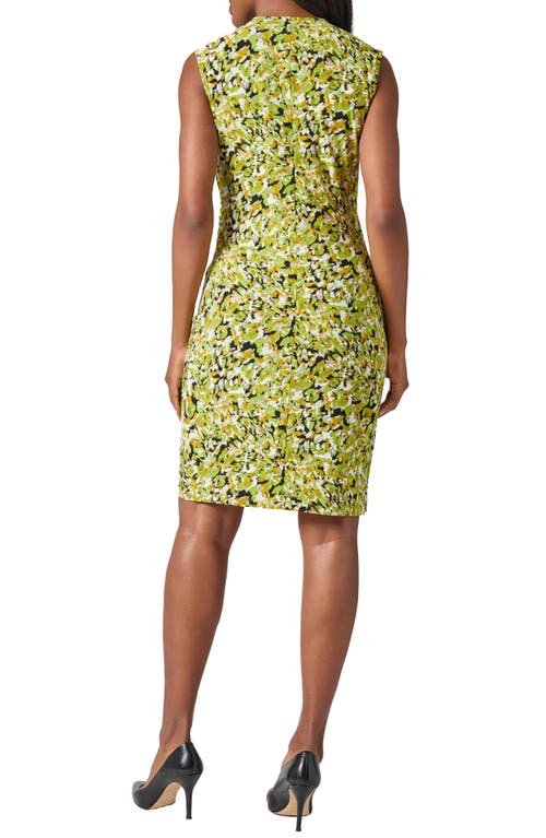 Kasper Abstract Floral Wrap Front Sheath Dress In Lily White Multi