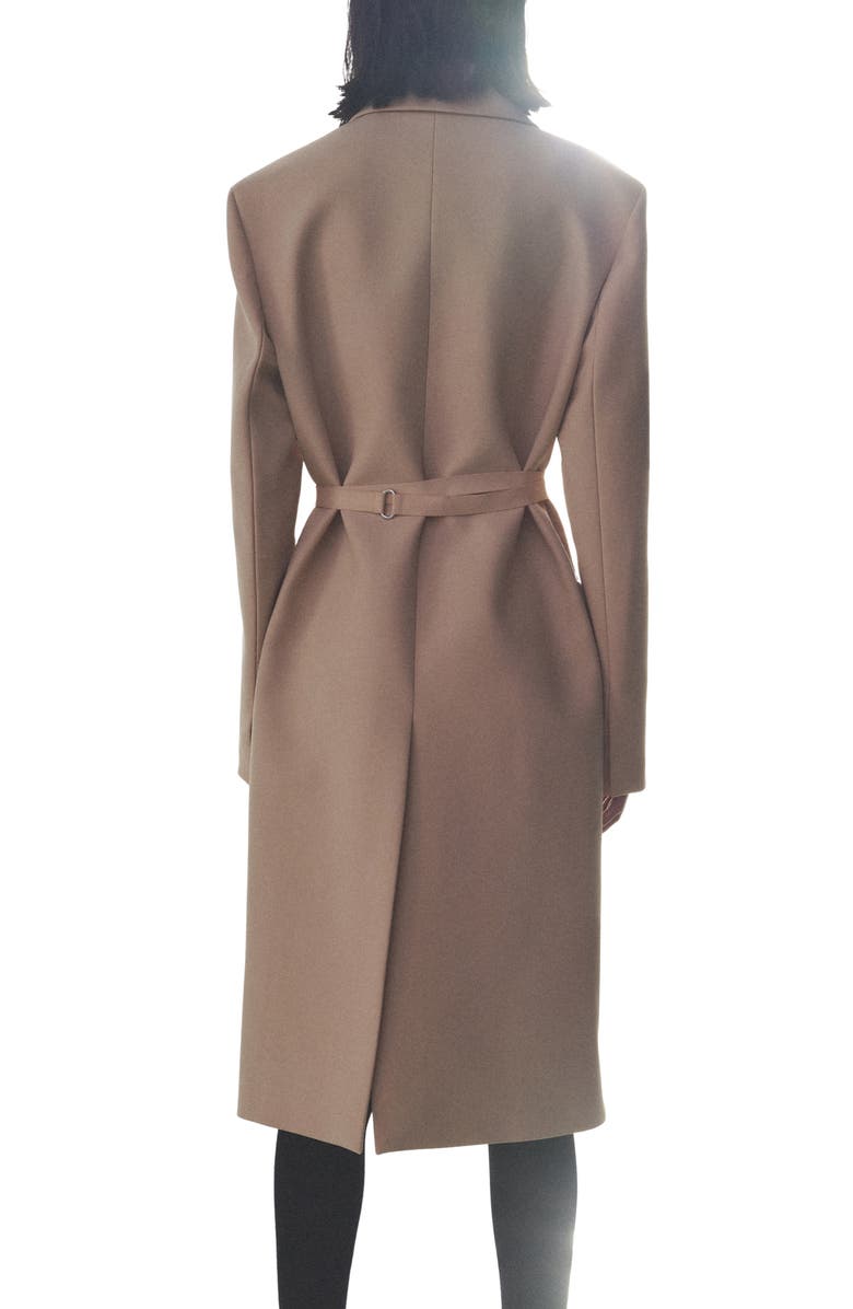 MANGO Oversize Belted Long Coat, Alternate, color, Beige