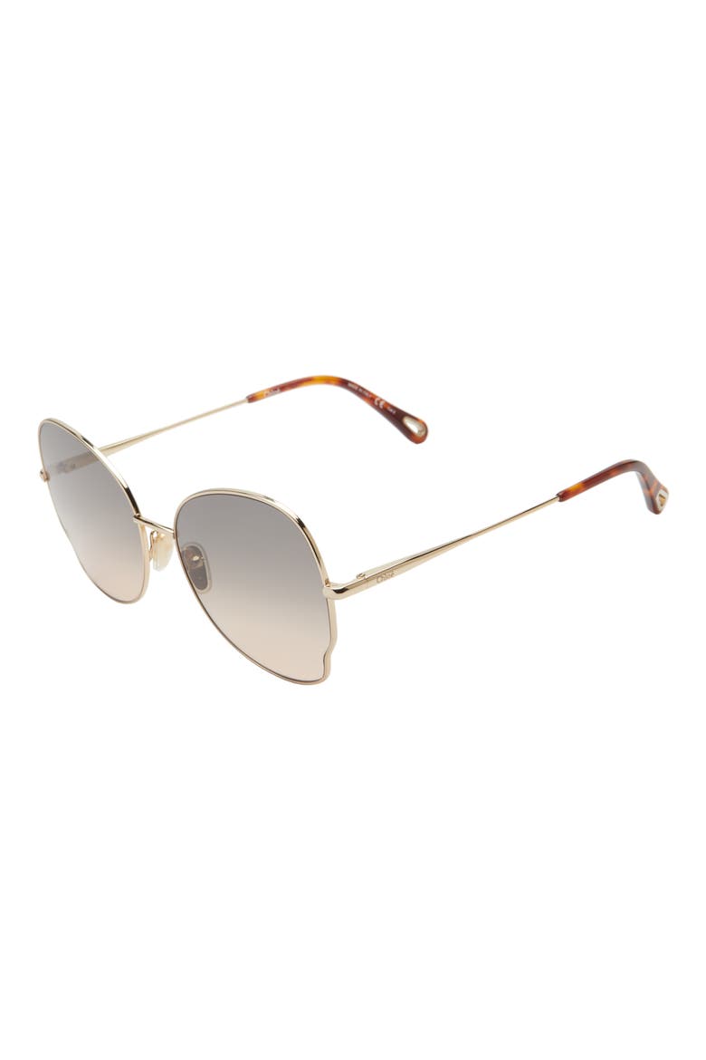 59mm Butterfly Sunglasses, Alternate, color, GOLD GOLD BROWN