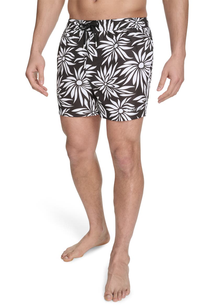 Floral Swim Trunks, Main, color, BLACK MULTI