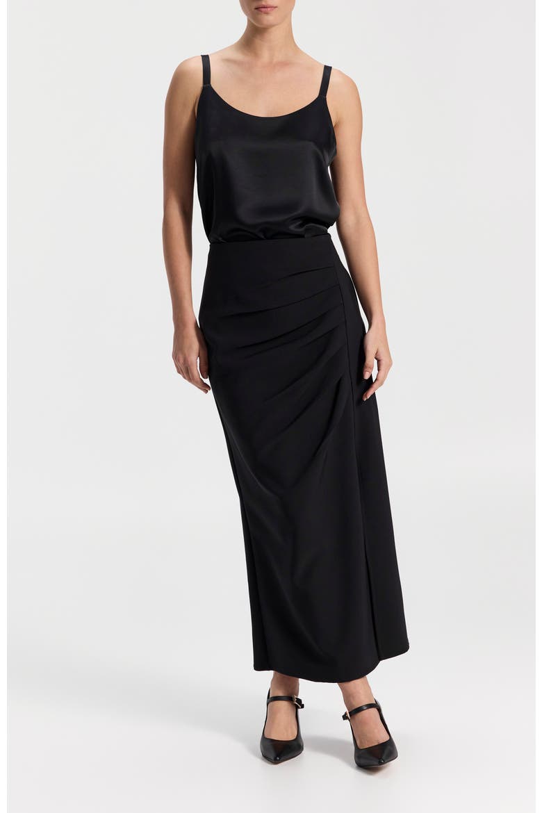 Midi Skirt with a Slit, Alternate, color, Black
