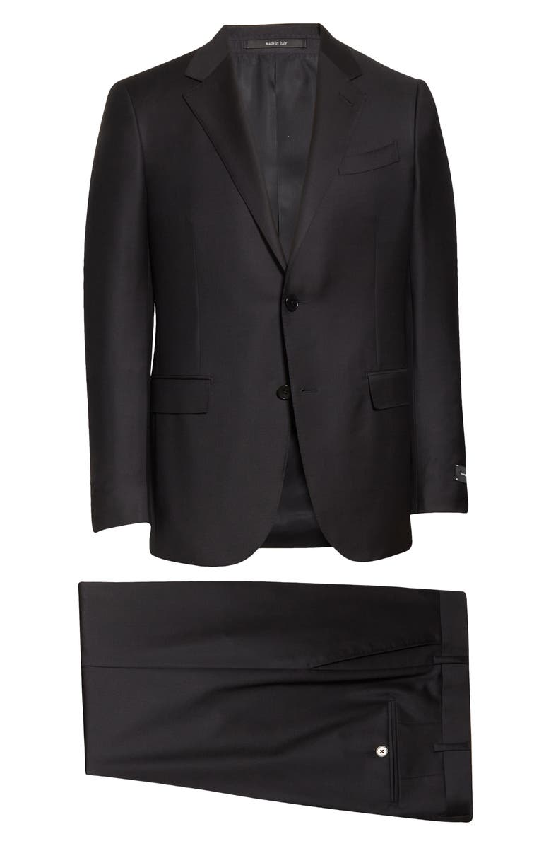 ZEGNA Trofeo<sup>™</sup> Classic Fit Black Wool Suit, Alternate, color, Blk Sld