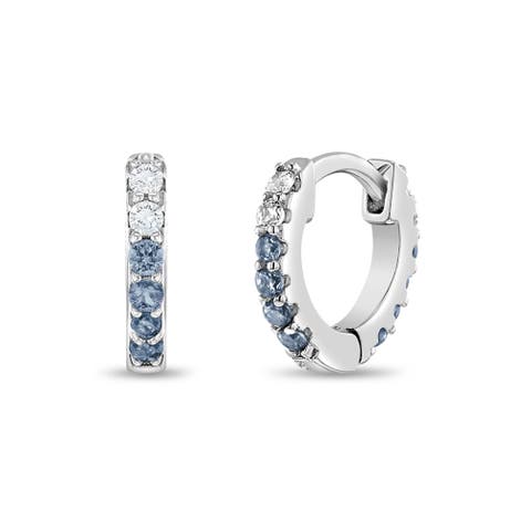 Double Sided Prong Cubic Zirconia Hoop Earrings
