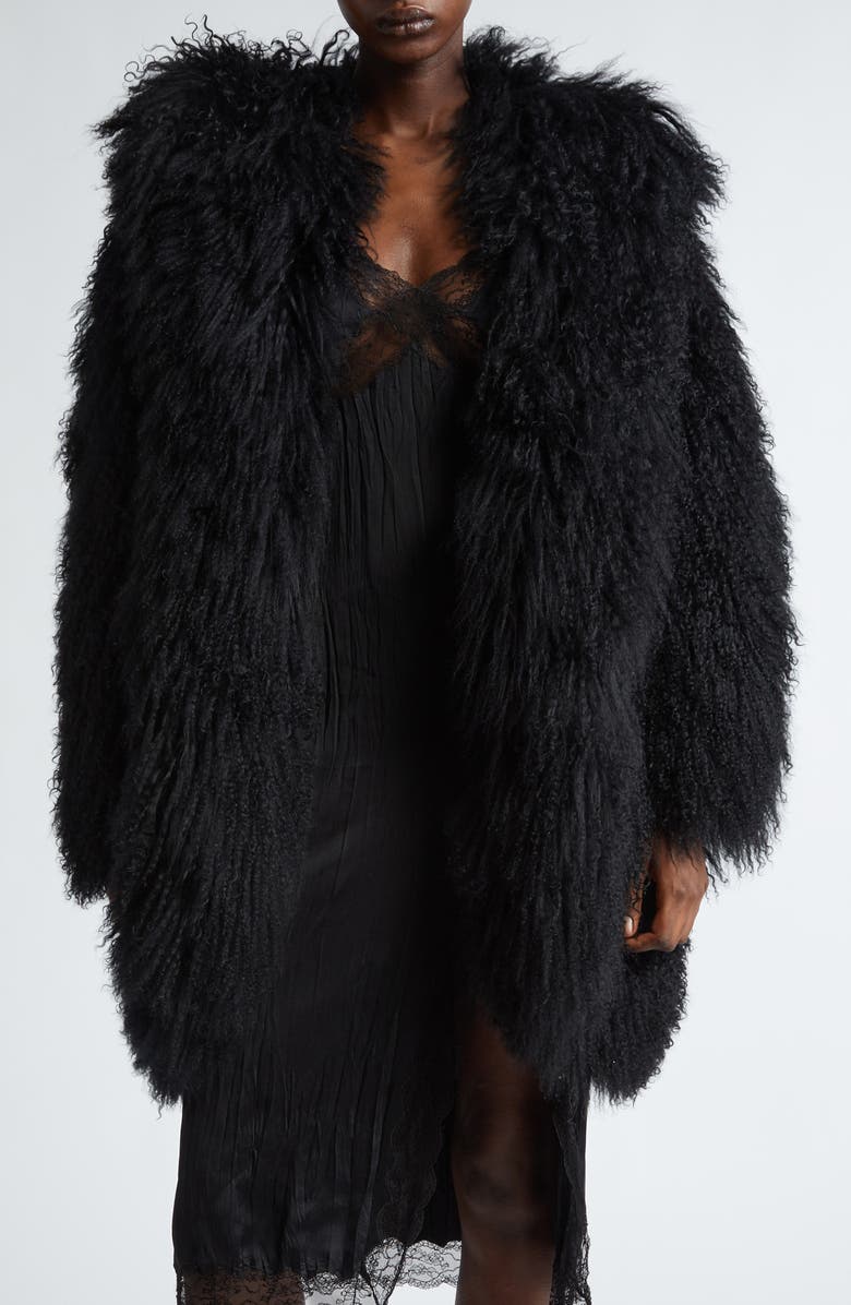 Michael Kors Collection Genuine Shearling Clutch Coat, Main, color, 