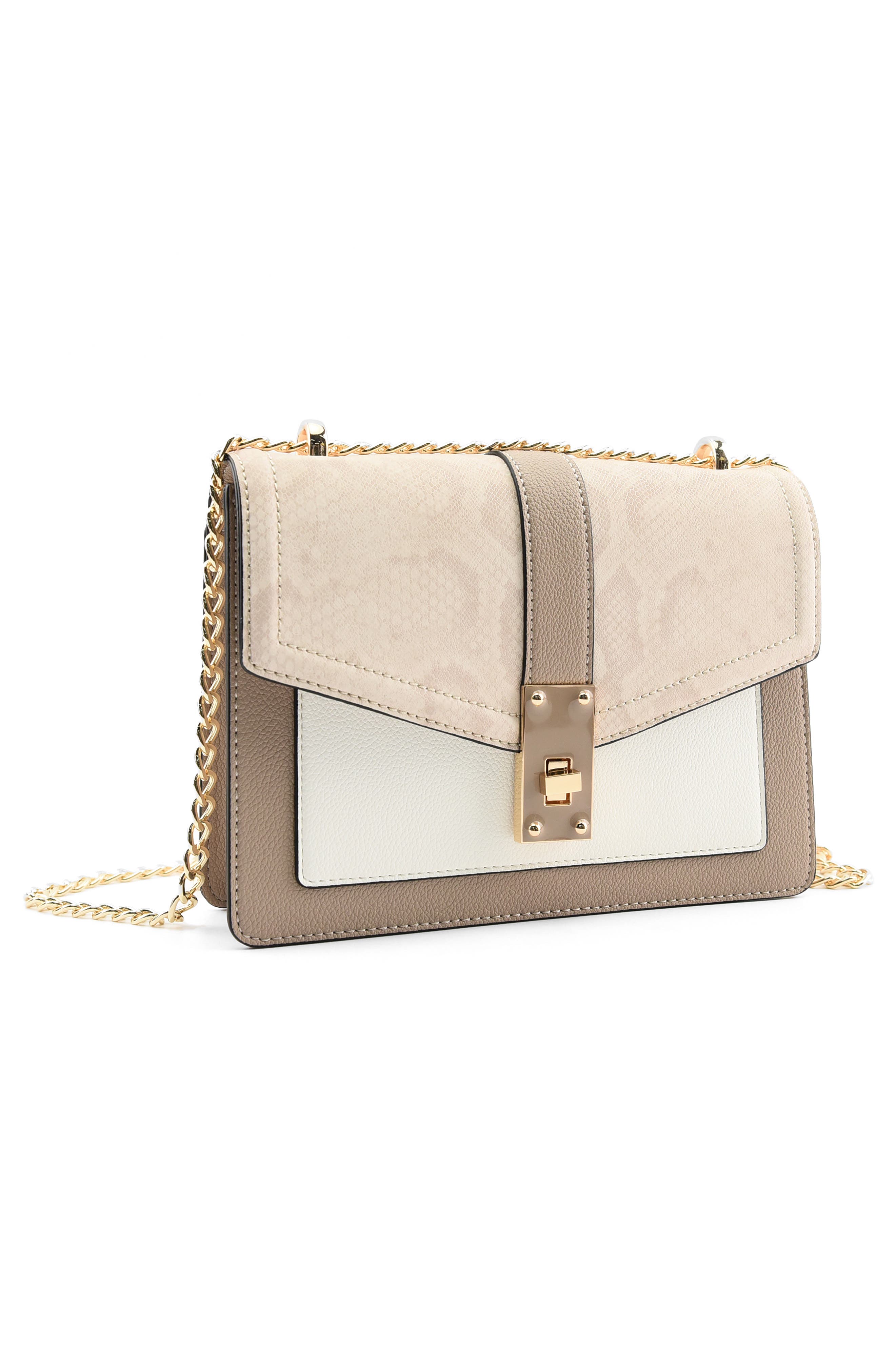 ALDO Donbeth Shoulder Bag, Alternate, color, Bone Matte Snake