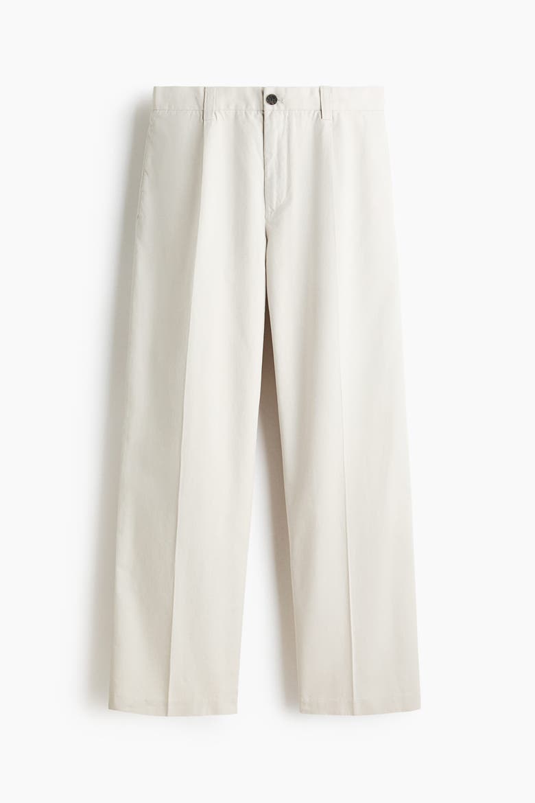 Relaxed Fit Cotton And Lyocell Tailored Trousers, Alternate, color, Light beige