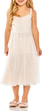 Mac Duggal Girls Sleeveless Ruffle Tiered Mini Dress