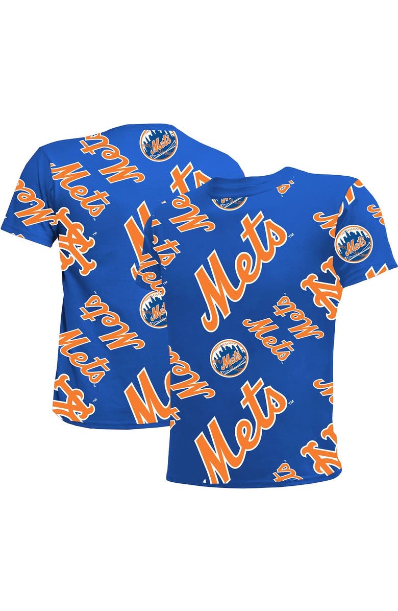 STITCHES Youth Stitches Royal New York Mets Allover Team T-Shirt, Main, color, Royal