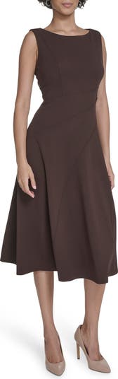 Crepe Seam Midi A-Line Dress