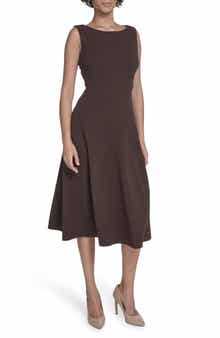 Calvin Klein Crepe Seam Midi A-Line Dress