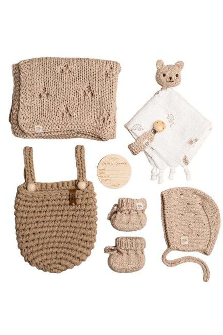 Baby Arrival Gift Set Pointelle, Main, color, Sand