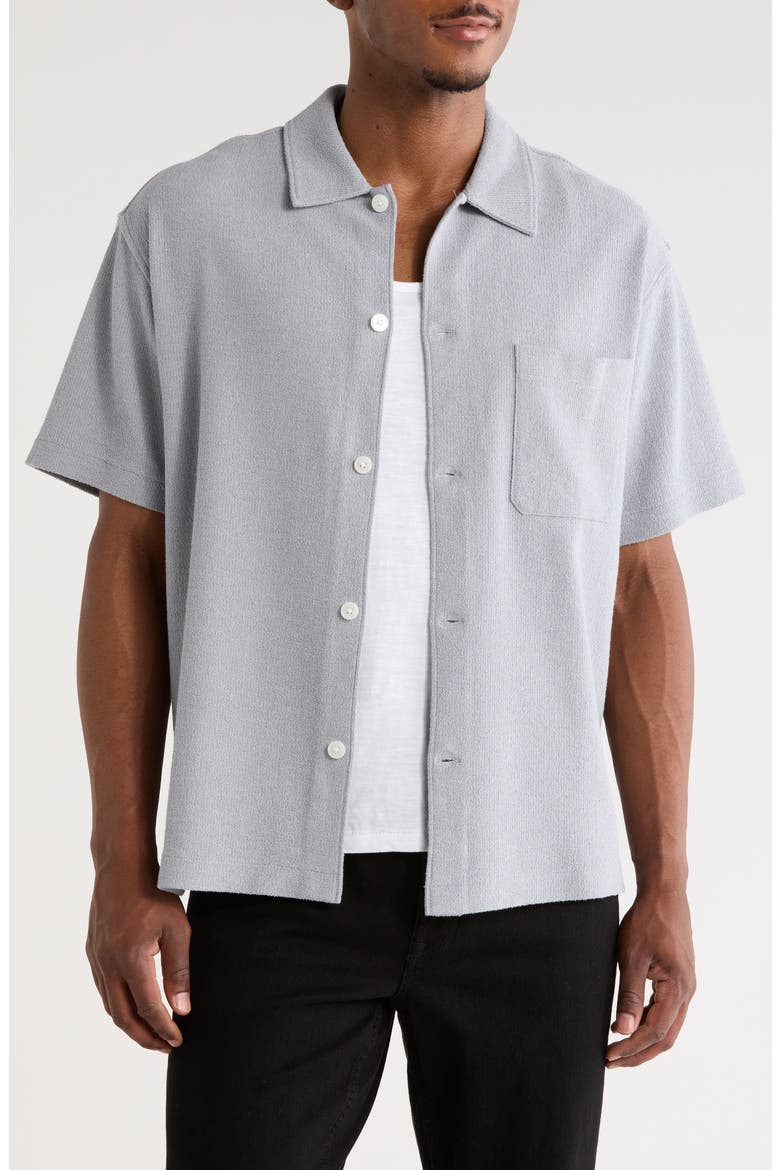 Textured Cotton Blend Button-Up Shirt, Main, color, BLUE GREY