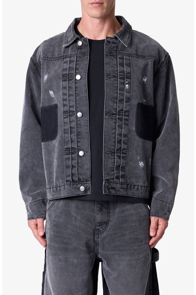 Reworked Denim Jacket, Main, color, WASHED BLACK