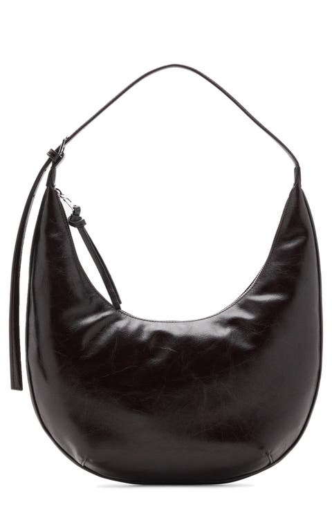 Medium Oval Faux Leather Shoulder Bag