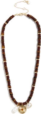 BaubleBar Malia Tiger's Eye Charm Necklace