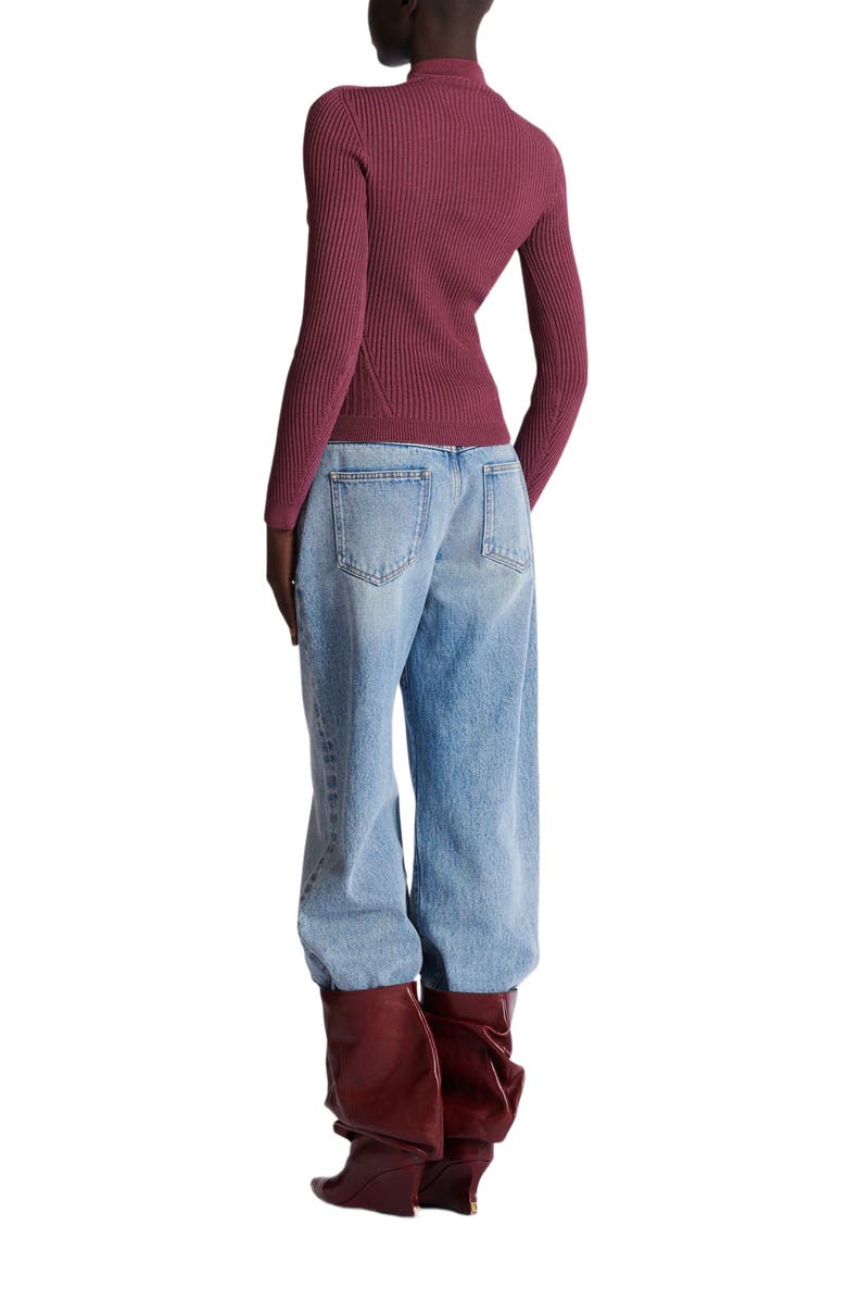 Balmain Fine Knit Cardigan With Buttons, Alternate, color, Purple