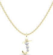 HauteCarat Graduated Lab Created Diamond Initial Letter Pendant Necklace