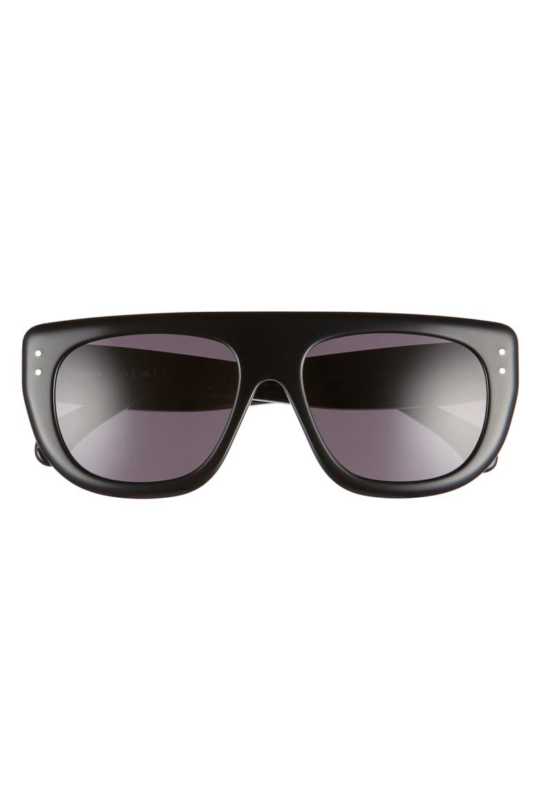 55mm Square Flattop Sunglasses, Alternate, color, BLACK